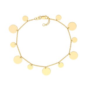 14K Solid Yellow Gold Multi Size Disc Bracelet- BRF61452