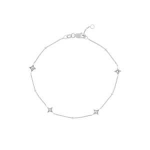 14K Solid White Gold 1/8 CTW Natural Diamond Star Bracelet- BRF61466
