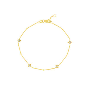 14K Solid Yellow Gold 1/8 CTW Natural Diamond Star Bracelet- BRF61468