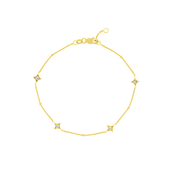 14K Solid Yellow Gold 1/8 CTW Natural Diamond Star Bracelet- BRF61468