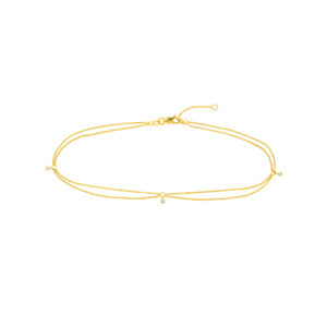 14K Solid Yellow Gold 1/20 CTW Natural Diamond Double Strand Anklet- BRF61472