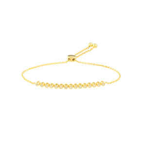14K Solid Yellow Gold and 1/5 CTW Natural Diamond Bolo Tennis Bracelet- BRF61487