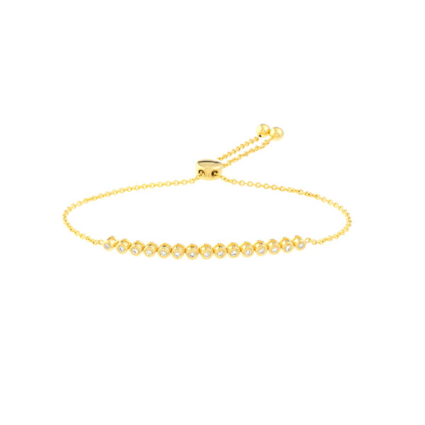 14K Solid Yellow Gold and 1/5 CTW Natural Diamond Bolo Tennis Bracelet- BRF61487