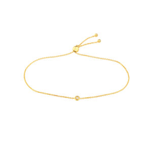 14K Solid Yellow Gold Mini Natural Diamond Bolo Bracelet- BRF61493