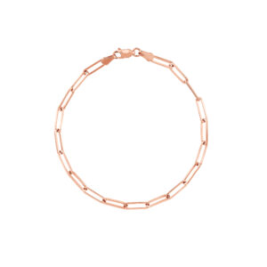 14K Solid Rose Gold 3.80mm Paperclip Chain Bracelet- BRF61509