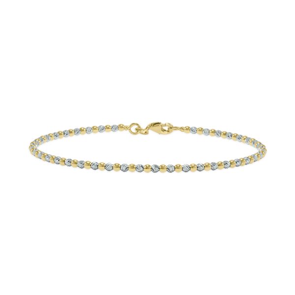 14K Gold Two Tone Pallina Bead Bracelet with Lobster Clasp- BRF62107