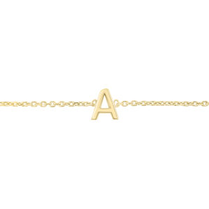 14K Solid Yellow Gold A Mini Initial Bracelet- BRF62125