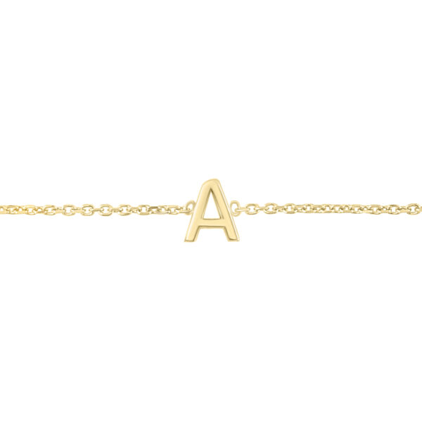 14K Solid Yellow Gold A Mini Initial Bracelet- BRF62125