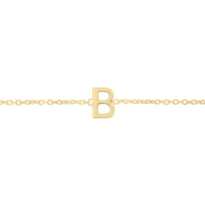 14K Solid Yellow Gold B Mini Initial Bracelet- BRF62126