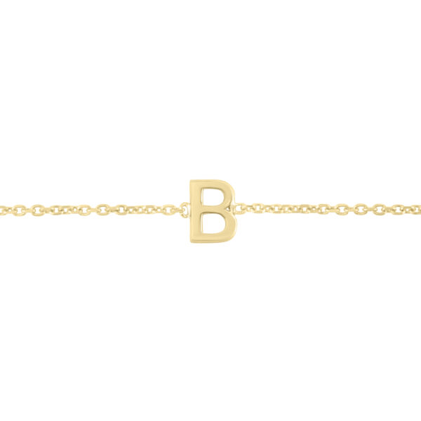 14K Solid Yellow Gold B Mini Initial Bracelet- BRF62126