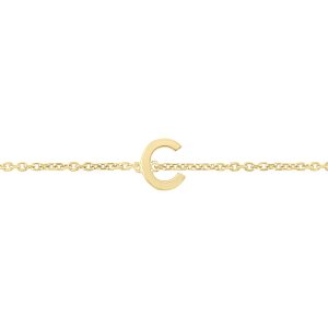 14K Solid Yellow Gold C Mini Initial Bracelet- BRF62127
