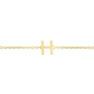 14K Solid Yellow Gold H Mini Initial Bracelet- BRF62132