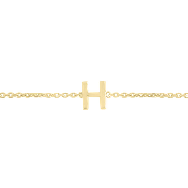 14K Solid Yellow Gold H Mini Initial Bracelet- BRF62132