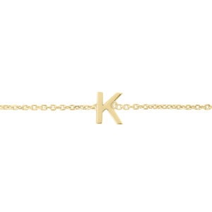 14K Solid Yellow Gold K Mini Initial Bracelet- BRF62135