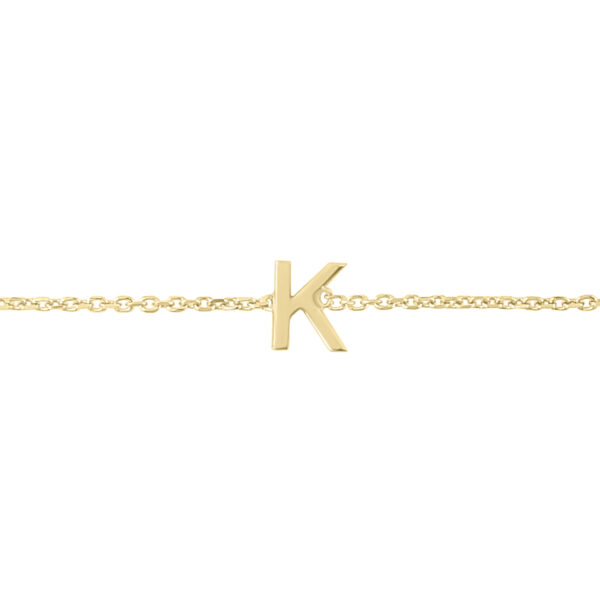 14K Solid Yellow Gold K Mini Initial Bracelet- BRF62135