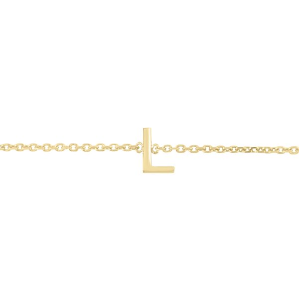14K Solid Yellow Gold L Mini Initial Bracelet- BRF62136