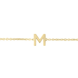 14K Solid Yellow Gold M Mini Initial Bracelet- BRF62137