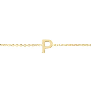 14K Solid Yellow Gold P Mini Initial Bracelet- BRF62140