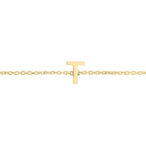 14K Solid Yellow Gold T Mini Initial Bracelet- BRF62144