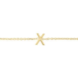 14K Solid Yellow Gold X Mini Initial Bracelet- BRF62148