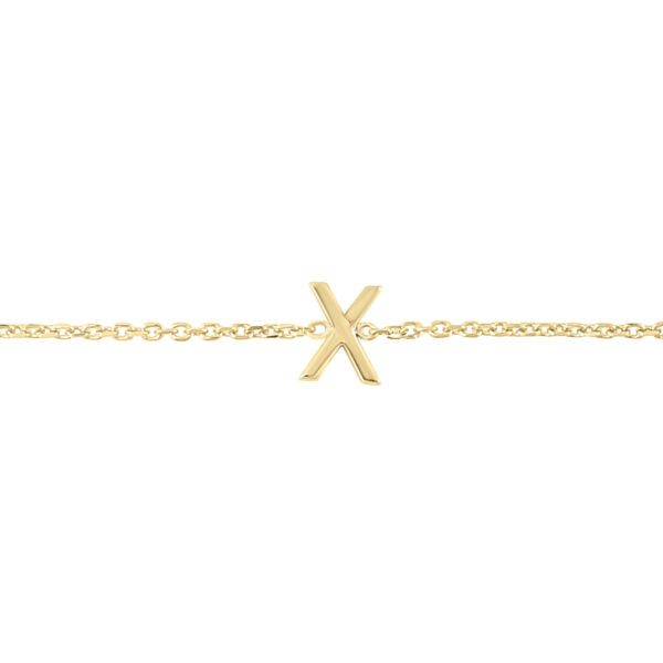 14K Solid Yellow Gold X Mini Initial Bracelet- BRF62148