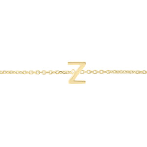 14K Solid Yellow Gold Z Mini Initial Bracelet- BRF62150