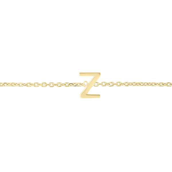 14K Solid Yellow Gold Z Mini Initial Bracelet- BRF62150