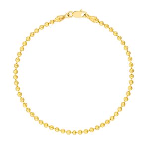 14K Solid Yellow Gold Bead Bracelet- BRF62217