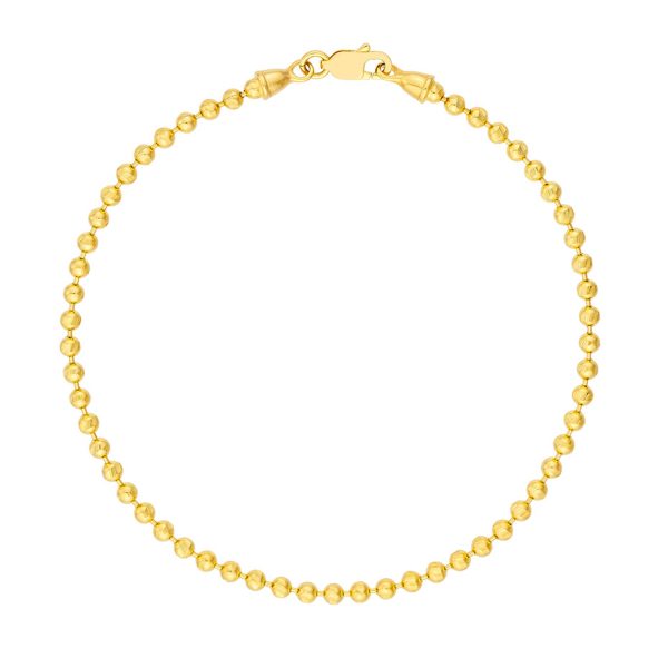 14K Solid Yellow Gold Bead Bracelet- BRF62217