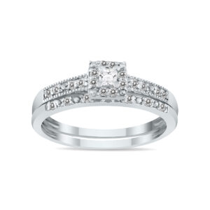 1/3 CTW Princess Diamond Bridal Set in 10K White Gold- BSS12334