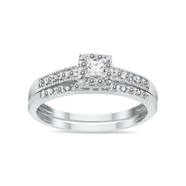 1/3 CTW Princess Diamond Bridal Set in 10K White Gold- BSS12334