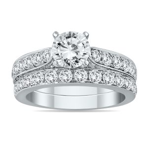 AGS Certified 2 1/2 Carat TW Diamond Bridal Set in 14K White Gold (I-J Color, I2-I3 Clarity)- BSS50718AGS1