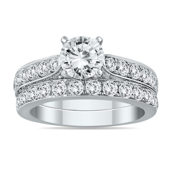 AGS Certified 2 1/2 Carat TW Diamond Bridal Set in 14K White Gold (I-J Color, I2-I3 Clarity)- BSS50718AGS1