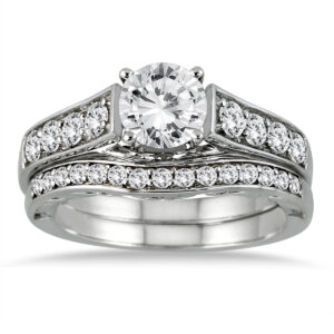AGS Certified 1 3/4 Carat TW Diamond Bridal Set in 14K White Gold (J-K Color, I2-I3 Clarity)- BSS50819