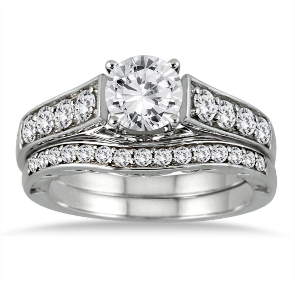 AGS Certified 1 3/4 Carat TW Diamond Bridal Set in 14K White Gold (J-K Color, I2-I3 Clarity)- BSS50819