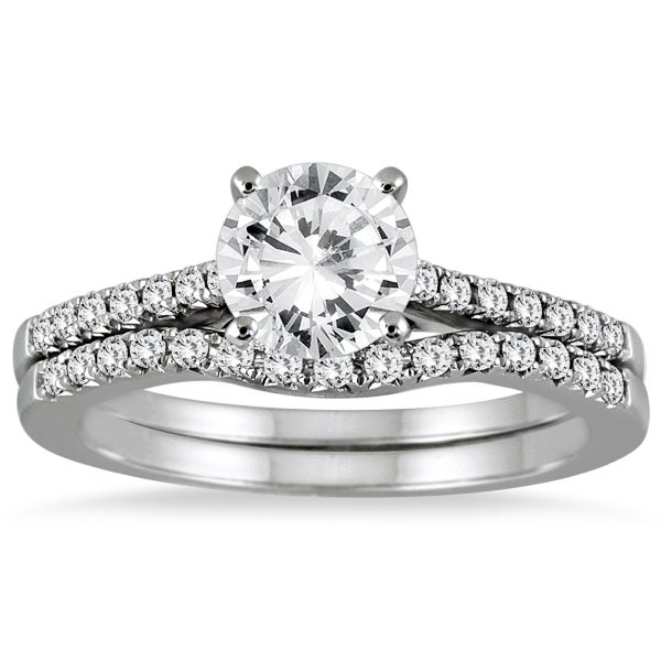 AGS Certified 1 Carat TW Diamond Bridal Set in 14K White Gold (H-I Color, I1-I2 Clarity)- BSS50919AGS2