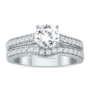 AGS Certified 1 1/4 Carat TW Diamond Bridal Set in 14K White Gold (I-J Color, I2-I3 Clarity)- BSS50930AGS1