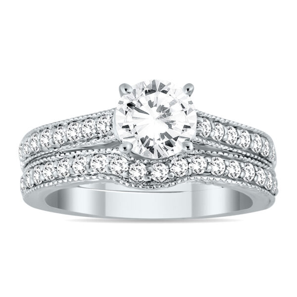 AGS Certified 1 1/4 Carat TW Diamond Bridal Set in 14K White Gold (I-J Color, I2-I3 Clarity)- BSS50930AGS1