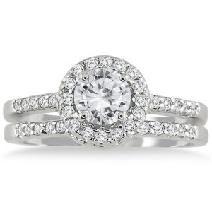 AGS Certified 1 1/6 Carat TW Diamond Bridal Set in 10K White Gold (H-I Color, I1-I2 Clarity)- BSS50956AGS2