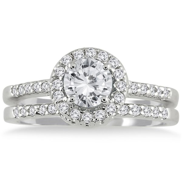 AGS Certified 1 1/6 Carat TW Diamond Bridal Set in 10K White Gold (H-I Color, I1-I2 Clarity)- BSS50956AGS2
