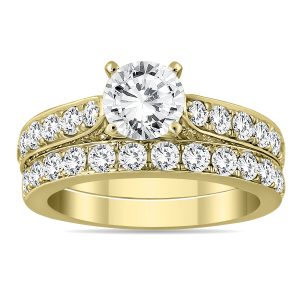 AGS Certified 2 1/2 Carat TW Diamond Bridal Set in 14K Yellow Gold (J-K Color, I2-I3 Clarity)- BSS51069