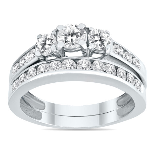 1 1/2 Carat TW Three Stone Diamond Bridal Set in 10K White Gold- BSS51159