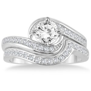 AGS Certified 1 3/8 Carat TW Diamond Bridal Set in 14K White Gold (J-K Color, I2-I3 Clarity)- BSS51215