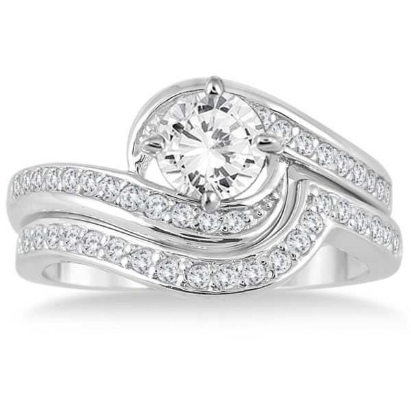AGS Certified 1 3/8 Carat TW Diamond Bridal Set in 14K White Gold (J-K Color, I2-I3 Clarity)- BSS51215