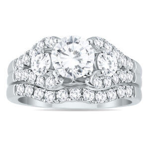 AGS Certified 2 1/5 Carat Diamond Bridal Set in 14K White Gold (I-J Color, I2-I3 Clarity)- BSS51254AGS1