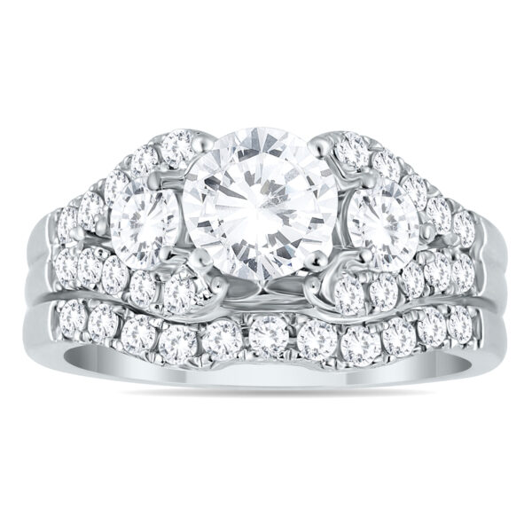 AGS Certified 2 1/5 Carat Diamond Bridal Set in 14K White Gold (I-J Color, I2-I3 Clarity)- BSS51254AGS1