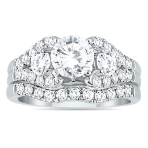 AGS Certified 2 1/5 Carat Diamond Bridal Set in 14K White Gold (H-I Color, I1-I2 Clarity)- BSS51254AGS2
