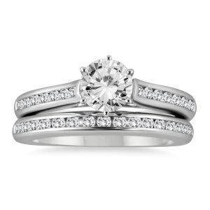 AGS Certified 1 5/8 Carat Diamond Bridal Set in 14K White Gold (I-J Color, I2-I3 Clarity)- BSS51397AGS1