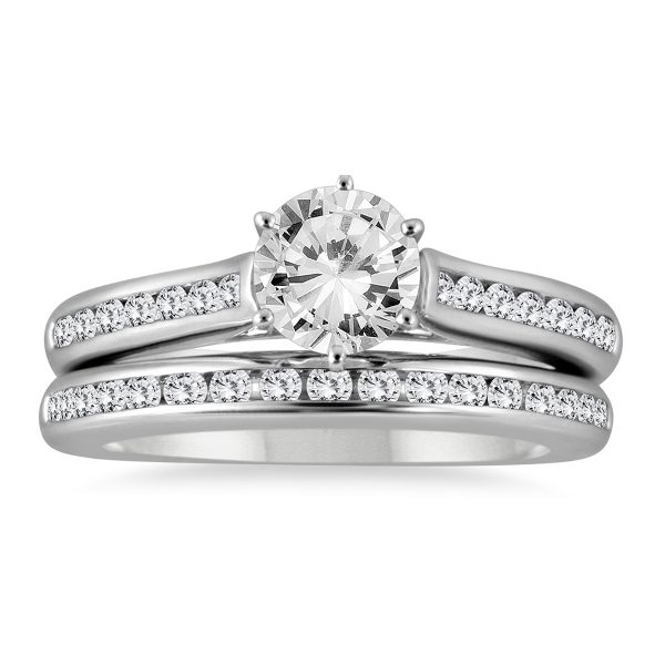 AGS Certified 1 5/8 Carat Diamond Bridal Set in 14K White Gold (I-J Color, I2-I3 Clarity)- BSS51397AGS1