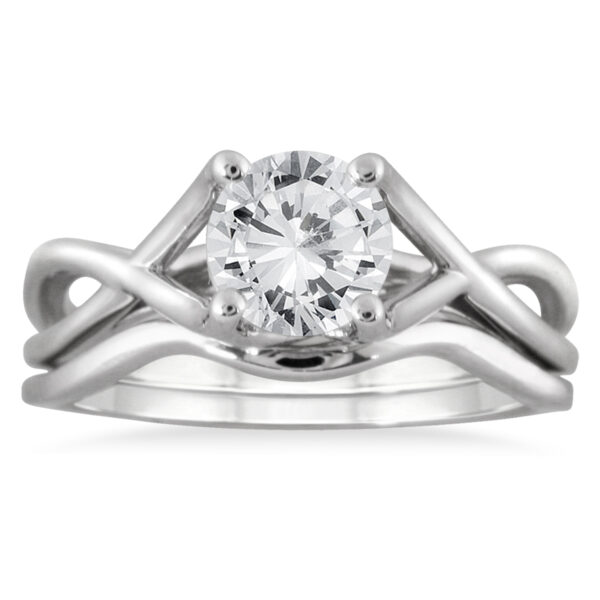 AGS Certified 1 Carat Diamond Bridal Set in 14K White Gold (H-I Color, I1-I2 Clarity)- BSS52033AGS2